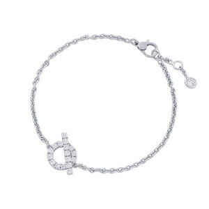 HERMES 18k Silver Diamond Charm Bracelet